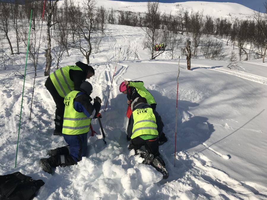 Søk med skredsøker inngår i opplæringen.